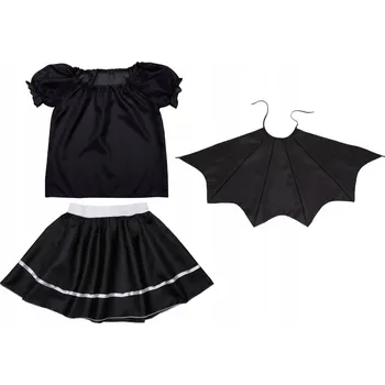 Karnevalový kostým KOSTÝM NETOPÝR KOSTÝM GACEK KOSTÝM NA HALLOWEEN UPÍR ČERNÝ 116-128 3 dílků