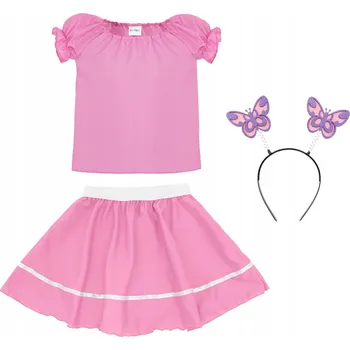 Karnevalový kostým KOSTÝM MOTÝLEK SADA KOSTÝM NA JARNÍ PLES RŮŽOVÁ 116-128 3 KUSŮ