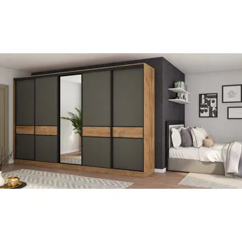 Šatní skříň EMeblast Skříň Posuvné skříně 360 x 244 x 65 cm skříň Lefkas se zrcadlem