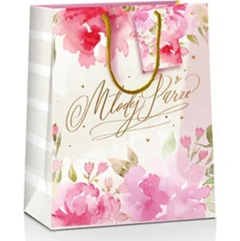 Dárková taška SVATEBNÍ DÁRKOVÁ TAŠKA KVĚTINY 33x45 cm