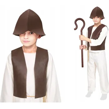 Karnevalový kostým KOSTÝM PASTÝŘ, KOSTÝM PASTÝŘE, BETLÉM, VESTA, HŮL, ČEPICE, VELIKOST 116-128, 6 DÍLŮ