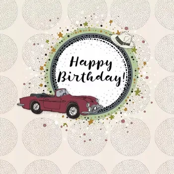 Obraz Clear Creations Přání čtverec CL0213 Narozeniny - auto