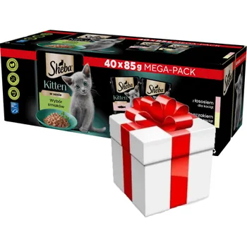Krmivo pro kočku SHEBA Kitten flavour packet 40x85 g + Překvapení pro kočku