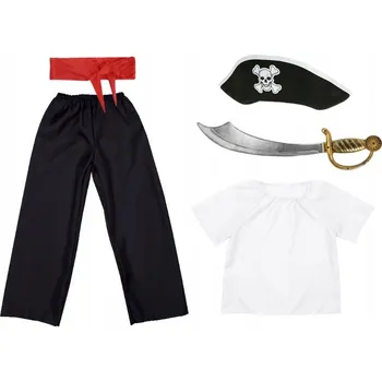 Karnevalový kostým KOSTÝM PIRÁT KALHOTY HALENKA PÁS 98-110 5 dílů