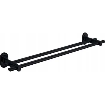 Věšák Nástěnný dvojitý kovový věšák 60 cm Černý mat