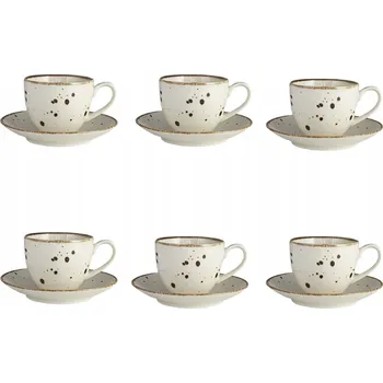 COTTAGE CREAM sada 6 šálků s podšálky | Krémová - Alumina Bogucice