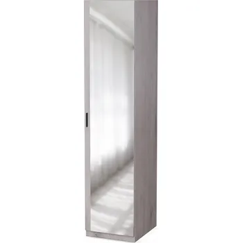 Šatní skříň Sloupek 50 s tyčí a policemi, Skříň Dub Lumberjack Frost se zrcadlem