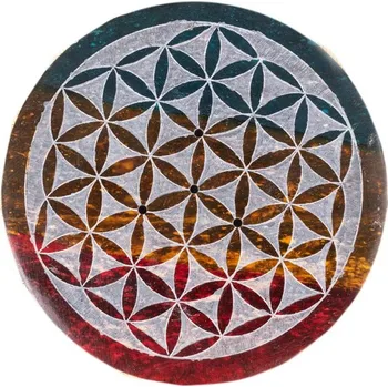 Čajovna Mramorový stojánek na vonné tyčinky Květ života - rasta dark, Sittar POSLEDNÍ KUS!