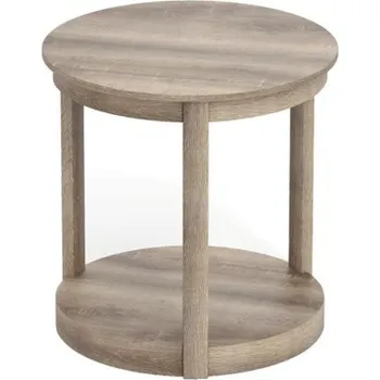 Konferenční stolek Konferenční stolek JV12666GR, 2patrový, z kaučukovníku, šedý - A COSTWAY