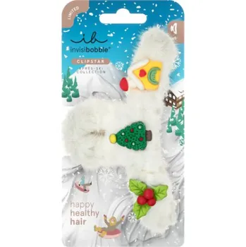Ozdoba do vlasů Invisibobble Aprés-Ski Clipstar L Ski Fluffy plyšový skřipec do vlasů 1 ks, Ski Fluffy