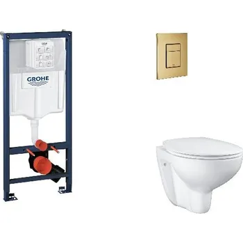 WC sada Grohe Rapid SL - Set předstěnové instalace, klozetu, sedátka SoftClose a tlačítka Skate Cosmopolitan, kartáčovaný Cool Sunrise SANI11BB4121
