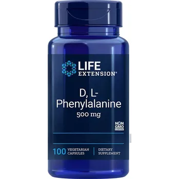 Life Extension D, L-Phenylalanine Doplněk stravy s aminokyselinou fenylalanin 100 ks, vegetariánská kapsle, 500 mg