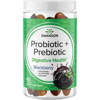 Swanson Probiotic + Prebiotic Kombinace probiotik a prebiotik 60 ks, Ostružina, gummies