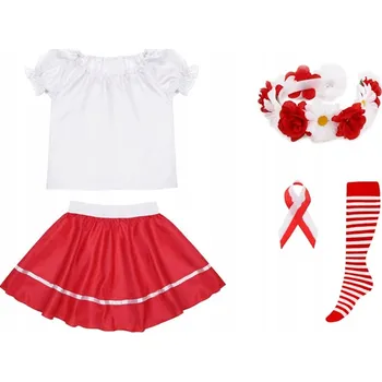 Karnevalový kostým KOSTÝM NÁRODNÍ SUKNĚ VĚNEC 134-140 5 dílků