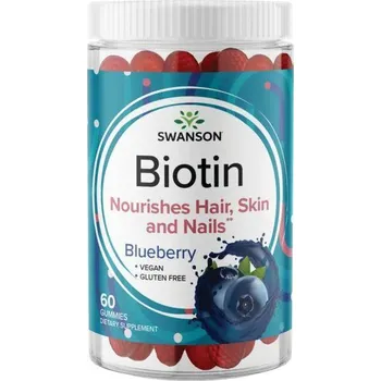 Swanson Biotin Doplněk stravy s biotinem 60 ks, Borůvka, gummies