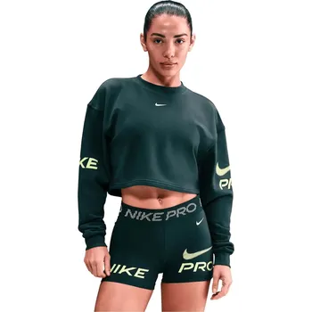Pánská mikina Dámská mikina NIKE PRO-W NP DF FLC CREW TT GRX SEAWEED/LT LEMON TWIST/WHITE Zelená M