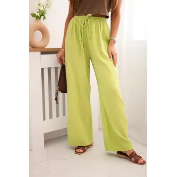 Dámské kalhoty Mušelínové kalhoty se širokou nohavicí kiwi UNI