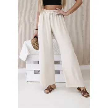 Dámské kalhoty Kalhoty se širokými nohavicemi béžový UNI