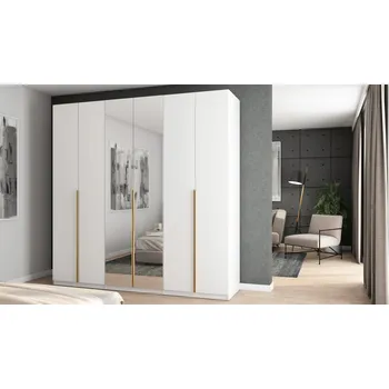 Šatní skříň EMeblast HEXA Dlouhá Skříň 240 x 240 x 59 cm bílá skříň se zrcadlem