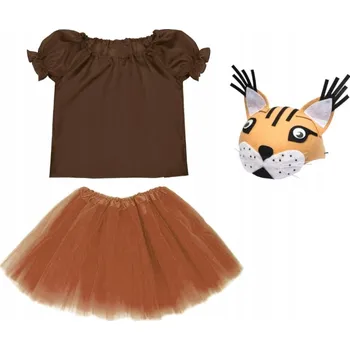 KOSTÝM RYS ČEPICE SUKNĚ HNĚDÝ 98-110 3 díly