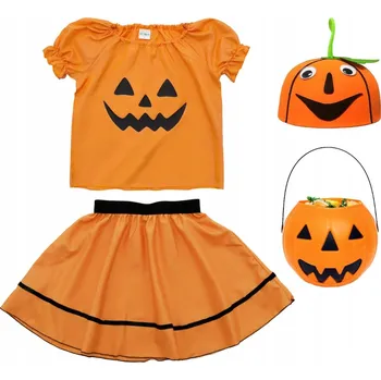 Karnevalový kostým KOSTÝM DÝNĚ HALLOWEEN SUKNĚ KOSTÝM BAL PODZIM KBELÍK 134-140 4 dílků