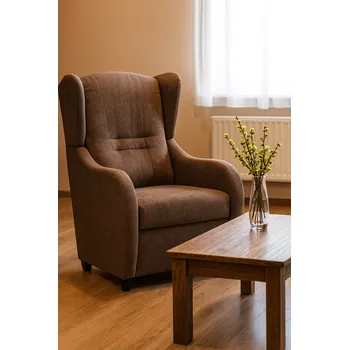 Křeslo FALCO Křeslo ušák Finet aston hnědý