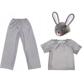 Karnevalový kostým KOSTÝM ZAJÍC KOSTÝM ZAJÍČEK KRÁLÍČEK KALHOTY HALENKA ČEPICE 134-140 3el