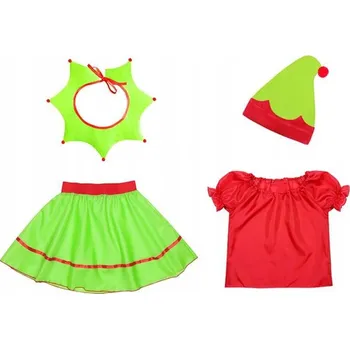 Karnevalový kostým KOSTÝM ELFÍ OBLEČEK VÁNOČNÍ SKŘÍTEK BOŽÍ HOD SPODNIČKA 98-110