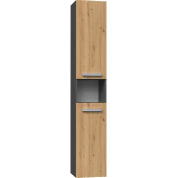 Koupelnový nábytek FALCO Koupelnová vysoká skříňka Noemi I antracit/dub artisan
