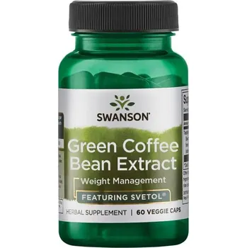 Swanson Green Coffee Bean Extract Doplněk stravy s extraktem ze zelených kávových zrn 60 ks, vegetariánská kapsle, 200 mg