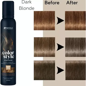 Stylingový přípravek Indola Color Style Mousse barvicí pěna pro styling a barvení v 1 snadném kroku 200 ml, Dark Blonde