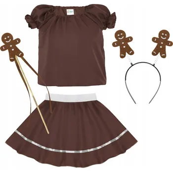 Karnevalový kostým KOSTÝM PERNÍČEK VÁNOČNÍ KOSTÝM PŘEVLEK VÁNOCE HNĚDÁ 116-128