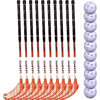 Florbal MPS Flash Junior set Florbalový set (9-12 let) oranžová / bílá, 85cm (=95cm), 5x levá + 5x pravá, (9 - 12 let)