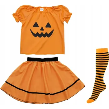 Karnevalový kostým KOSTÝM DÝNĚ HALLOWEEN HALENKA SUKNĚ KOSTÝM BAL PODZIM 134-140 3el