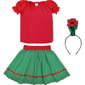 Karnevalový kostým KOSTÝM MÁK KVĚTINOVÝ KOSTÝM PŘEVLEK ZA MÁK KOSTÝM PLES JARO ČELENKA 116-128