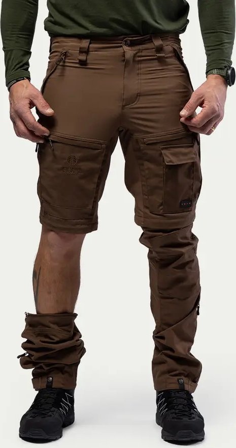 Pánské pohodlné turistické kalhoty 2v1 V2 Beyond Nordic - Sepia Brown Velikost: 3XL