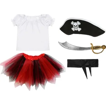 Karnevalový kostým KOSTÝM PIRÁTKA HALENKA SUKNĚ PAS 134-140 5el