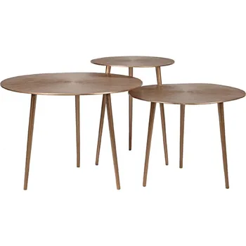 Konferenční stolek LABEL51 Set 3 kovových stolků NOBBY zlaté IV-52.024