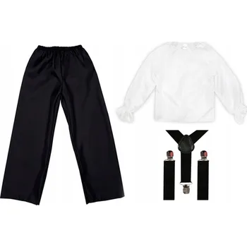 Karnevalový kostým SLAVNOSTNÍ OBLEK KALHOTY ŠLE BLŮZA 134-140 3 díly