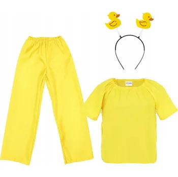 Karnevalový kostým KOSTÝM KAČENKY, SADA, PŘEVLEK NA JARNÍ PLES, ŽLUTÝ, VELIKOST 98-110, 3 DÍLY