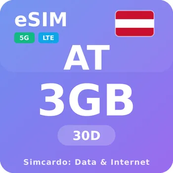 SIM karta Rakousko Mobilní Internet - eSIM 3GB 30 dní datová SIM karta