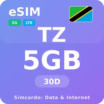 SIM karta Tanzanie Mobilní Internet - eSIM 5GB 30 dní datová SIM karta