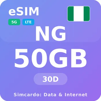 SIM karta Nigérie Mobilní Internet - eSIM 50GB 30 dní datová SIM karta