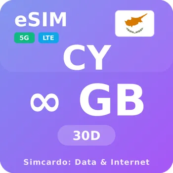 SIM karta Kypr Neomezený Mobilní Internet - eSIM 30 dní datová SIM karta