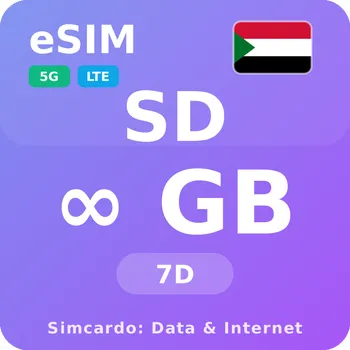 SIM karta Súdán Neomezený Mobilní Internet - eSIM 7 dní datová SIM karta (esims_ULP_7D_SC_V2)