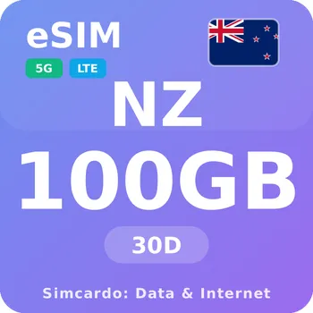 SIM karta Nový Zéland Mobilní Internet - eSIM 100GB 30 dní datová SIM karta