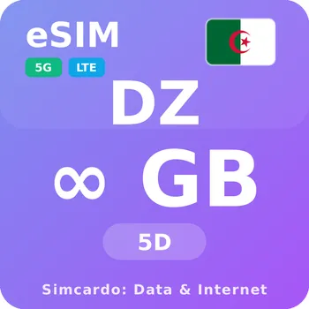 SIM karta Alžírsko Neomezený Mobilní Internet - eSIM 5 dní datová SIM karta