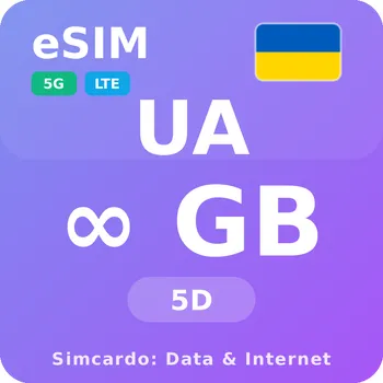SIM karta Ukrajina Neomezený Mobilní Internet - eSIM 5 dní datová SIM karta
