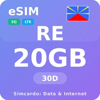 SIM karta Réunion Mobilní Internet - eSIM 20GB 30 dní datová SIM karta