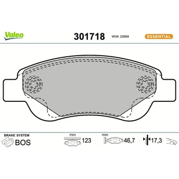 Brzdová destička Sada brzdových destiček, kotoučová brzda VALEO 301718